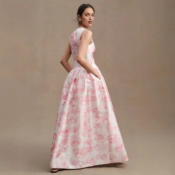SACHIN & BABY BROOKE V-NECK SLEEVELESS LONG PINK FLORAL GOWN SZ‎ 20W NWT $825 - Picture 5 of 10
